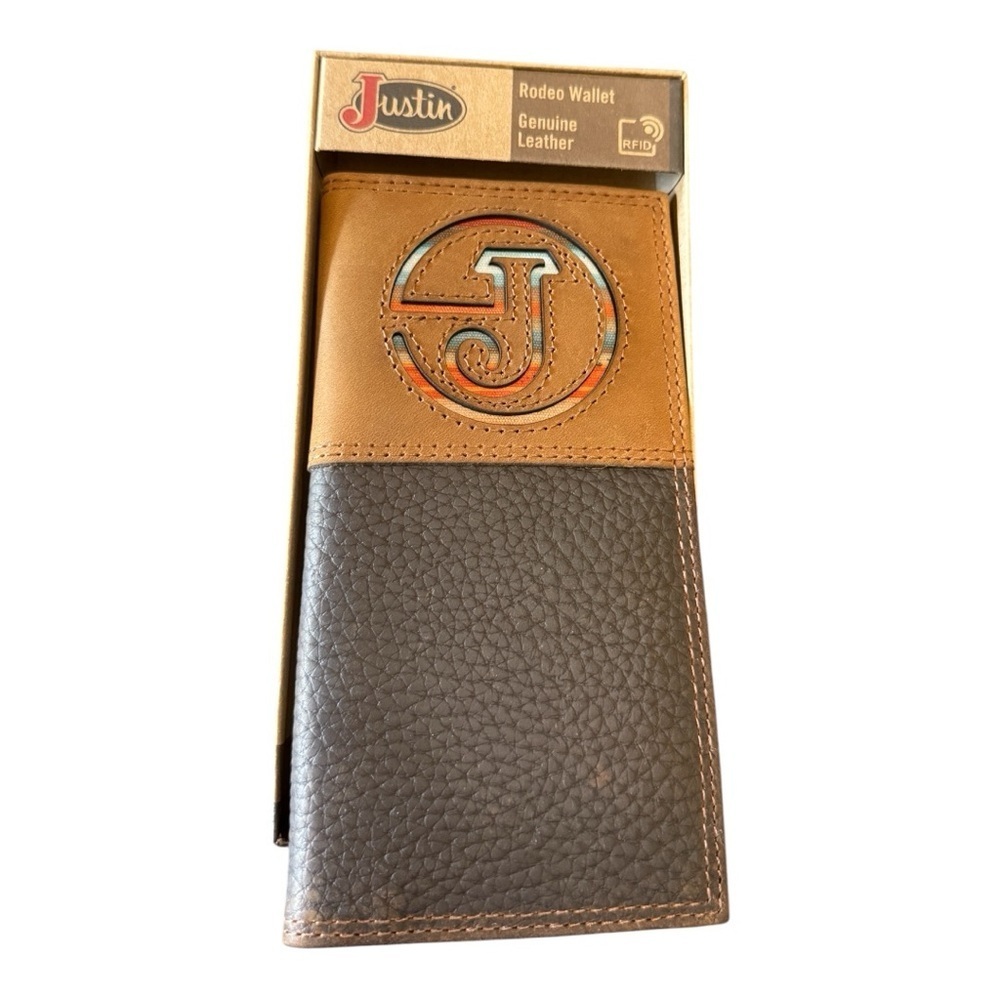 Justin Rodeo Wallet – Genuine Leather, RFID, Brown & Tan